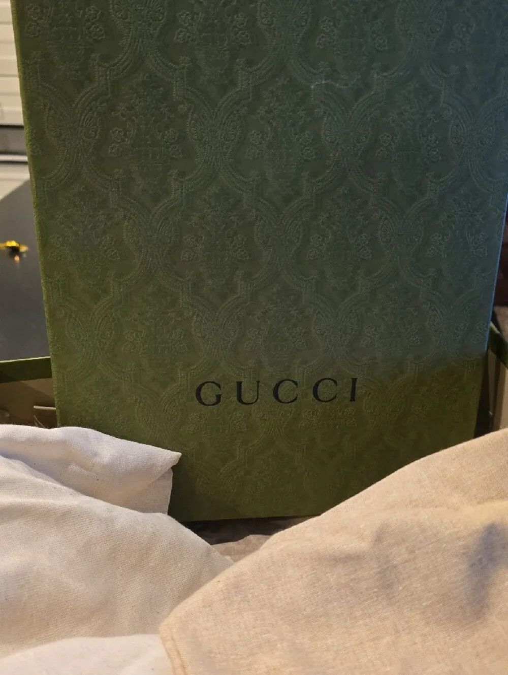 Gucci Beige GG Canvas High-Top Sneakers with White Laces